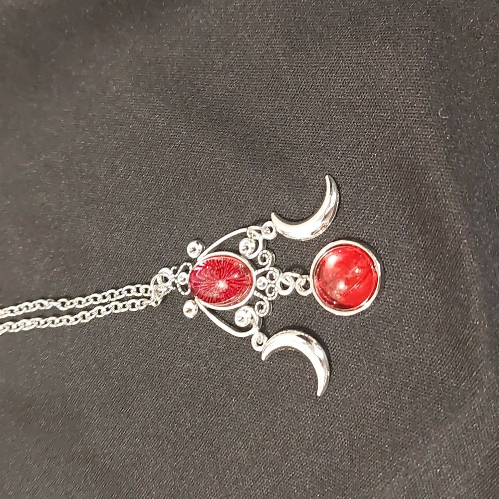 3/$15 SALE! Moon Goddess Charm Necklace - Garnet Glass - Picture 5 of 5